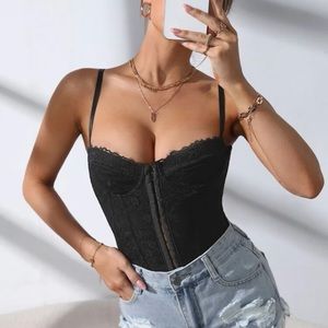 NWOT Lace Corset Top - Black